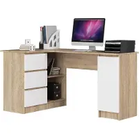 Akord Hoekbureau Rechts B20 / Computerbureau / Computer Tafel / Bureautafel Links / Sonoma Eik - Wit / 155 x 77 x 85 cm