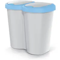 Prosperplast Compacta B Duo - Prullenbak - 40L - één compartiment twee deksels - Grijs / Blauw