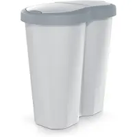 Prosperplast Compacta R Duo NDRF40-429U_427C -Afvalmand - Prullenbak 40L - één vak twee deksels - grijs/asgrijs