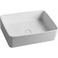 Sapho Thin wastafel voor werkblad, Rockstone 50x37 cm, wit mat