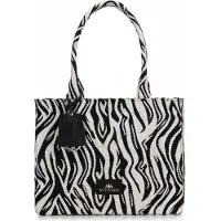 WITTCHEN Dames jacquard shopper met kwastje, wit en zwart
