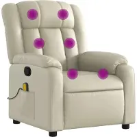 Syfax Massagestoel van kunstleer in crèmekleur
