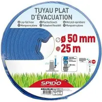 Spido Platte afvoerslang , 25 meter lang, diameter 50 mm, drukbestendigheid van 4 bar