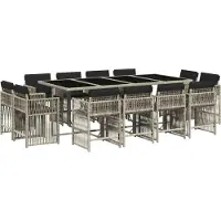 vidaXL 13-delige Tuinset met kussens poly rattan lichtgrijs