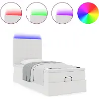 Syfax Ottoman bed met matras en LED's 90x200cm kunstleer wit