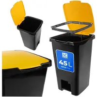 Kadax Sorta 45L afvalemmer met pedaal zwart en geel