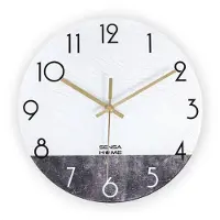 Sensahome Glazen Wandklok 30cm Diameter - Minimalistische Marmeren Design met Stille uurwerk - Marble Concrete