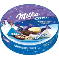 Jacobs Milka Oreo kerstborden, mix van Alpenmelkchocolade, 197g