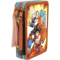 Dragon Ball Z Dragon Ball pennenetui met 3 vakken, gevuld met schoolbenodigdheden, oranje. Oranje, one size