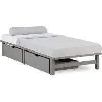 Homestyle4u Palletbed - 90x200 cm - Houten bed - met bedbak Set van 2 - Grijs