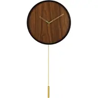 Sensahome Wandklok Stockholm - Minimalistsche Japandi Stijl Klok - Nordic Design Houten Pendel Slingeruurwerk - Ø30cm - Bruin