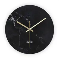 Sensahome Glazen Wandklok 30cm - Minimalistische Marmeren Design met Stille uurwerk - Marble Thunder