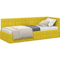 vidaXL Hoek Bed Frame met hoofdeinde Geel 80 cm x 200 cm Fluweel