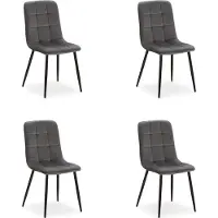 Homestyle4u Eetkamerstoel set van 4, eettafel stoelen, grijs, fluweel, eetkamerstoelen, keukenstoelen, gestoffeerde stoelen, modern