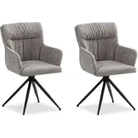 Homestyle4u Eetkamerstoelen van Linnen - 2 Stoelen - met armleuningen - draaibaar - Grijs