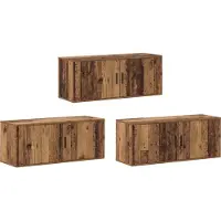 Syfax Wandtv-kast Set 3 pcs Oud Hout 100 x 34,5 x 40 cm Bewerkt hout