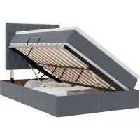 vidaXL LED opbergbed met matras Donkergrijs 120 x 200 cm Fluweel
