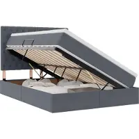 vidaXL Opslag bed met matras Donkergrijs 140 x 200 cm Fluweel