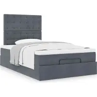 Syfax Ottoman bed met matrassen 120x190cm fluweel donkergrijs