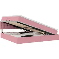 vidaXL LED opbergbed met matras Roze 200 x 200 cm Fluweel