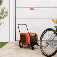 Prolenta Maison Exclusive - Fietsaanhanger voor honden, oranje en zwart, gemaakt van Oxford-stof en metaal