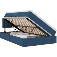 vidaXL Opbergbed met matras met hoofdeinde Blauw 120 x 190 cm fluweel