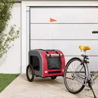 Prolenta Maison Exclusive - Fietsaanhanger voor honden, rood en grijs. Gemaakt van Oxford-stof en metaal
