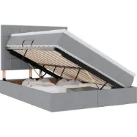 vidaXL LED opbergbed met matras Lichtgrijs 140 x 200 cm Stof