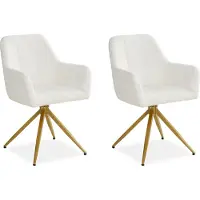 Homestyle4u 2 stoelen, eethoek, keukenstoelen, bouclé, beige, eethoekstoelen, draaibaar, eethoekstoel met armleuningen, draaibare fauteuil, modern, gestoffeerde stoel
