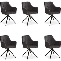 Homestyle4u 6 stoelen, eetkamer, keukenstoelen, corduroy, grijs, eetkamerstoelen, draaibaar, eetkamerstoel met armleuningen, draaibare fauteuil, modern, gestoffeerde stoel