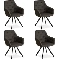 Homestyle4u Set van 4 gestoffeerde stoelen, antraciet kleur. Eetkamerstoelen, fauteuils met armleuningen