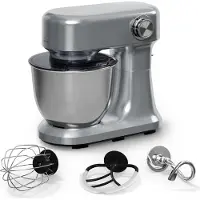 Klarstein Bella Evo 1500W keukenrobot – 5L roestvrijstalen kom, 12 snelheden, planetaire mixfunctie, pulsefunctie, deeghaak, klopper & garde, keukenrobot voor bakken, zilver