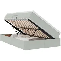 Syfax Opbergbed met matras met opslag Lichtgrijs 120 x 200 cm Fluweel