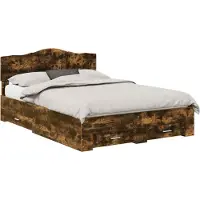 vidaXL Bedframe met lade Rook Eiken 150 x 200 cm Bewerkt hout