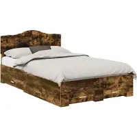 Syfax Bedframe met lade Gerookt eiken 120 x 200 cm Bewerkt hout