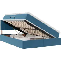 vidaXL LED opbergbed met matras Donkerblauw 140 x 200 cm Fluweel