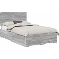 Syfax Bedframe met lade Grijs Sonoma 120 x 190 cm Bewerkt hout