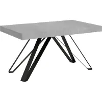 Ityhome - Uittrektafel 160/264x90 cm, Terium, cementkleur, tafelpoten in antraciet