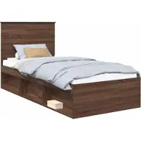 Syfax Bedframe Bruin Eiken 90 x 200 cm Massief grenenhout