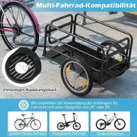 B2X Aanhanger voor fiets, opvouwbaar, met afdekking, koppeling en reflectoren. Afmetingen: 145,5 x 61 x 58 cm