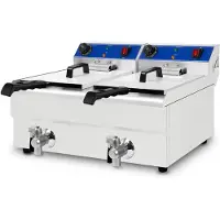 VERTES Friteuse, roestvrij staal, 2 x 10 liter (2 x 3000W, 230V, met koudzoneprincipe, temperatuur traploos instelbaar van 50-250°C)