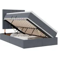 vidaXL LED opbergbed met matras Donkergrijs 120 x 200 cm Fluweel