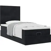 Syfax Ottoman bed met matrassen 90x200cm fluweel zwart