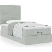 Syfax Ottoman bed met matrassen 90x200cm fluweel lichtgrijs