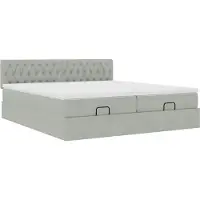 Syfax Ottoman bed met matrassen 180x200cm fluweel lichtgrijs