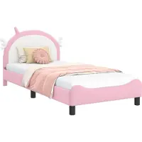 Syfax Bedframe voor kinderen met hoofdbord Roze 90 x 190 cm PU
