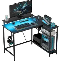 HOMCOM L-vormig computerbureau-Spaanplaat-107L x 80B x 90H cm-Zwart