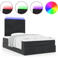 Syfax Ottoman bed met matrassen en LED's 120x200cm fluweel zwart