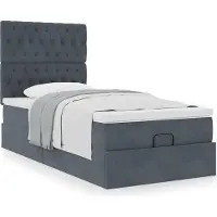 Syfax Ottoman bed met matrassen 100x200cm fluweel donkergrijs