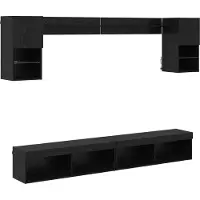 vidaXL TV-wandmeubels met LED-verlichting, 6 stuks, zwart met eikenhoutlook